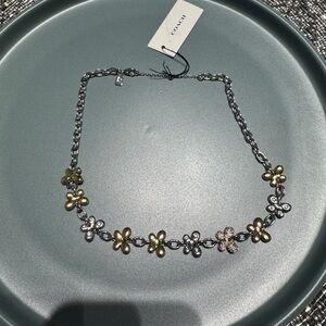 Coach Polished Two Tone Pave Crystal Butterfly Necklace| NWT